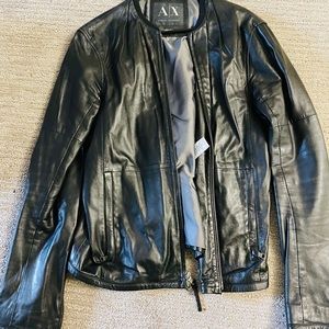 Armani exchange lamb skin leather jacket